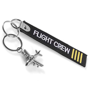 DonJordi Flightcrew Schlüsselanhänger mit Miniaturflugzeug Anhänger aus Stoff für alle Piloten & Flugbegleiter - 5