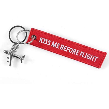 DonJordi Kiss me Before Flight Schlüsselanhänger mit kleinem Flugzeug - Anhänger aus Stoff für alle Piloten & Flugbegleiter - 4