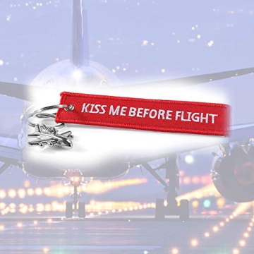 DonJordi Kiss me Before Flight Schlüsselanhänger mit kleinem Flugzeug - Anhänger aus Stoff für alle Piloten & Flugbegleiter - 5