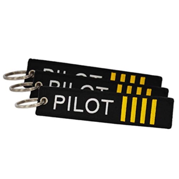 DonJordi Pilot Schlüsselanhänger Anhänger aus Stoff für Piloten und Flugkapitäne - Mit 4 Streifen - 5