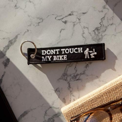 DonJordi Schlüsselanhänger DONT TOUCH MY BIKE bestickt für Biker & Motorradfahrer – Ein toller Anhänger als Geschenk und Glücksbringer aus Stoff – 2