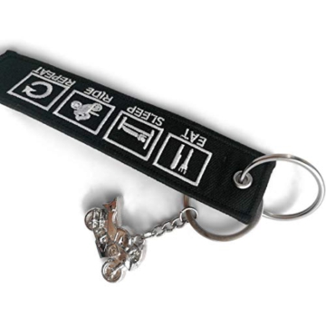 DonJordi Schlüsselanhänger Geschenk für Biker & Motorradfahrer Stoffanhänger mit EAT Sleep Drive Repeat Beschriftung und kleinem Metallmotorrad - Rock Your Style - 5