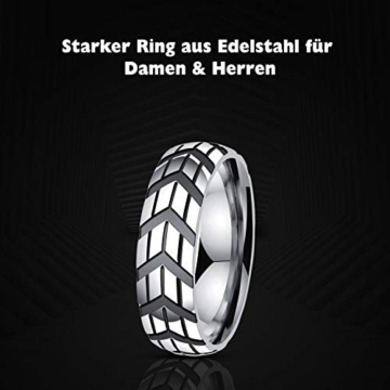 DonJordi Unisex 6MM Reifen Motorrad Schmuck Ringe Edelstahl - Der Edelstahlring für alle Biker - Rock your style! (65 (20.7)) - 7