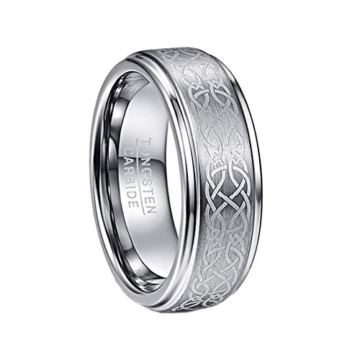 DonJordi Wolfram Ring Herren/Damen Keltisch 8mm mit keltischen Knoten Design für Hochzeit, Verlobungsring, Geburtstag und als Ehering - Rock your style! (54 (17.2)) - 1